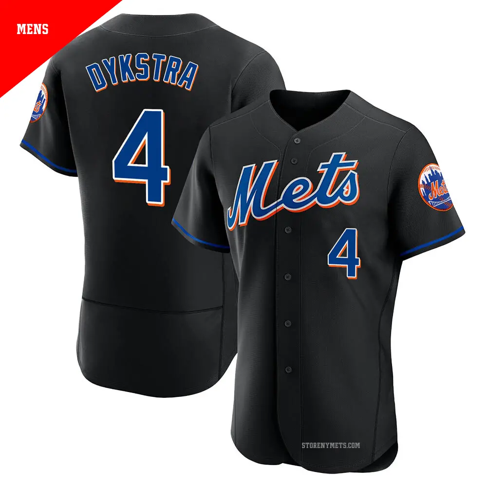 Men's ＃4 Lenny Dykstra New York Mets Black Authentic 2022 Alternate Jersey