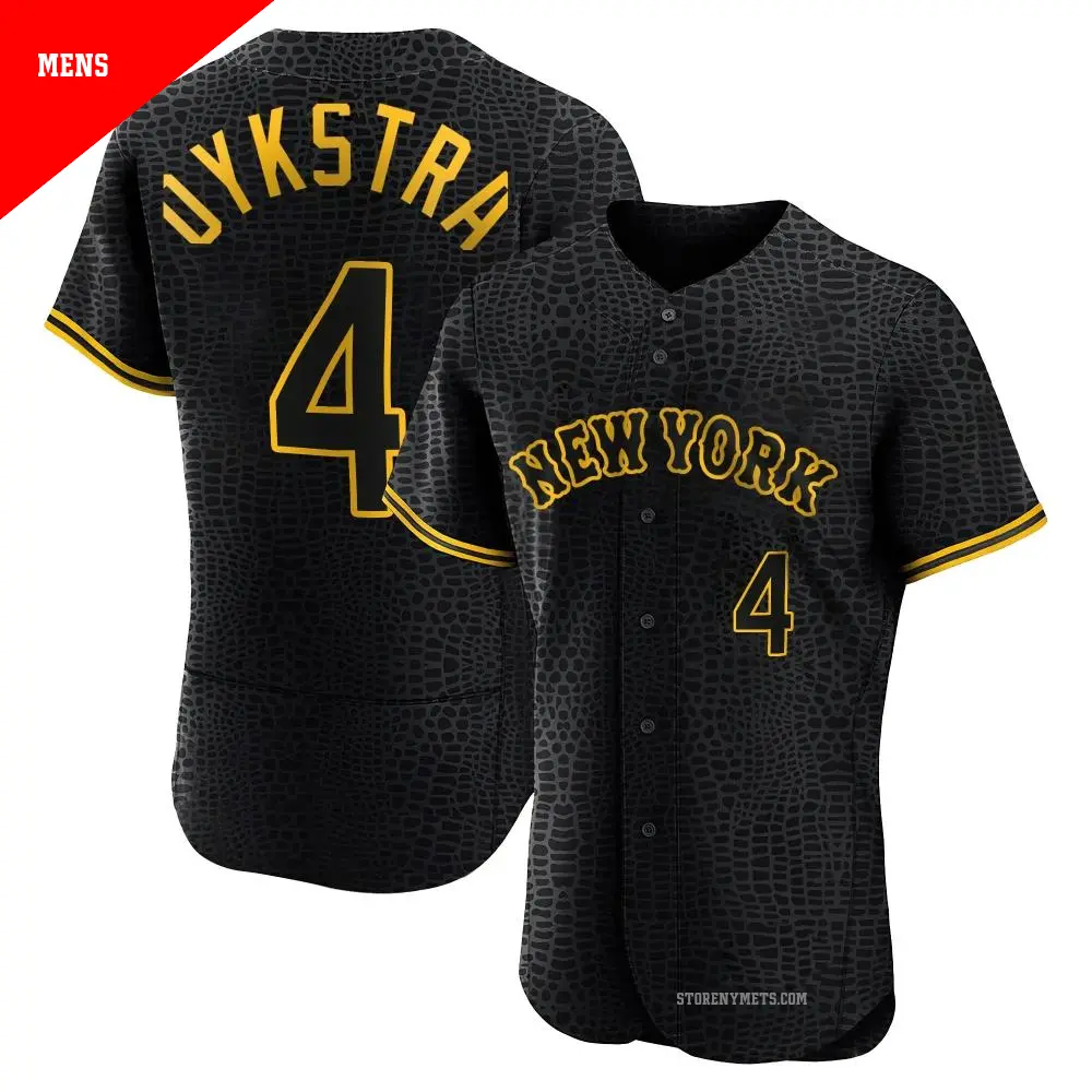 Men's ＃4 Lenny Dykstra New York Mets Black Authentic Snake Skin City Jersey