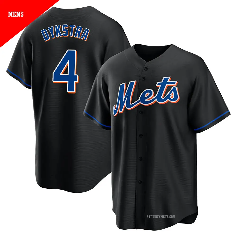 Men's ＃4 Lenny Dykstra New York Mets Black Replica 2022 Alternate Jersey