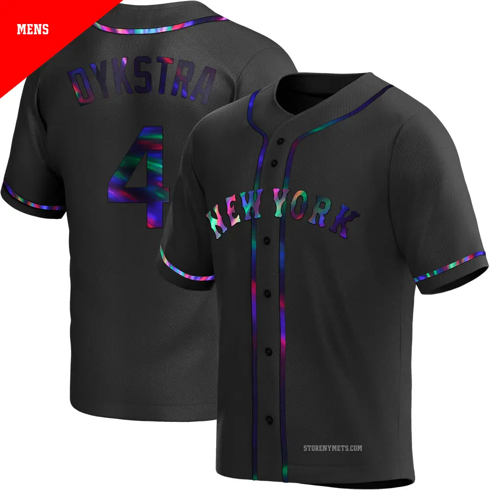 Men's ＃4 Lenny Dykstra New York Mets Black Replica Holographic Alternate Jersey