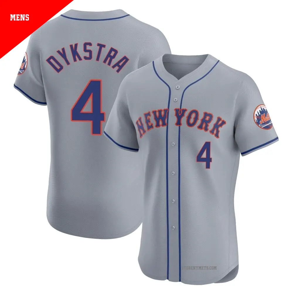 Men's ＃4 Lenny Dykstra New York Mets Gray Elite Road Jersey
