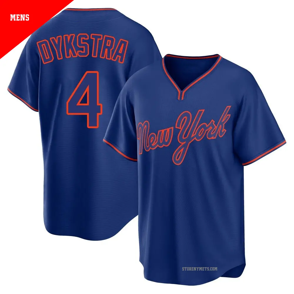Men's ＃4 Lenny Dykstra New York Mets Royal Replica Alternate 2 Jersey