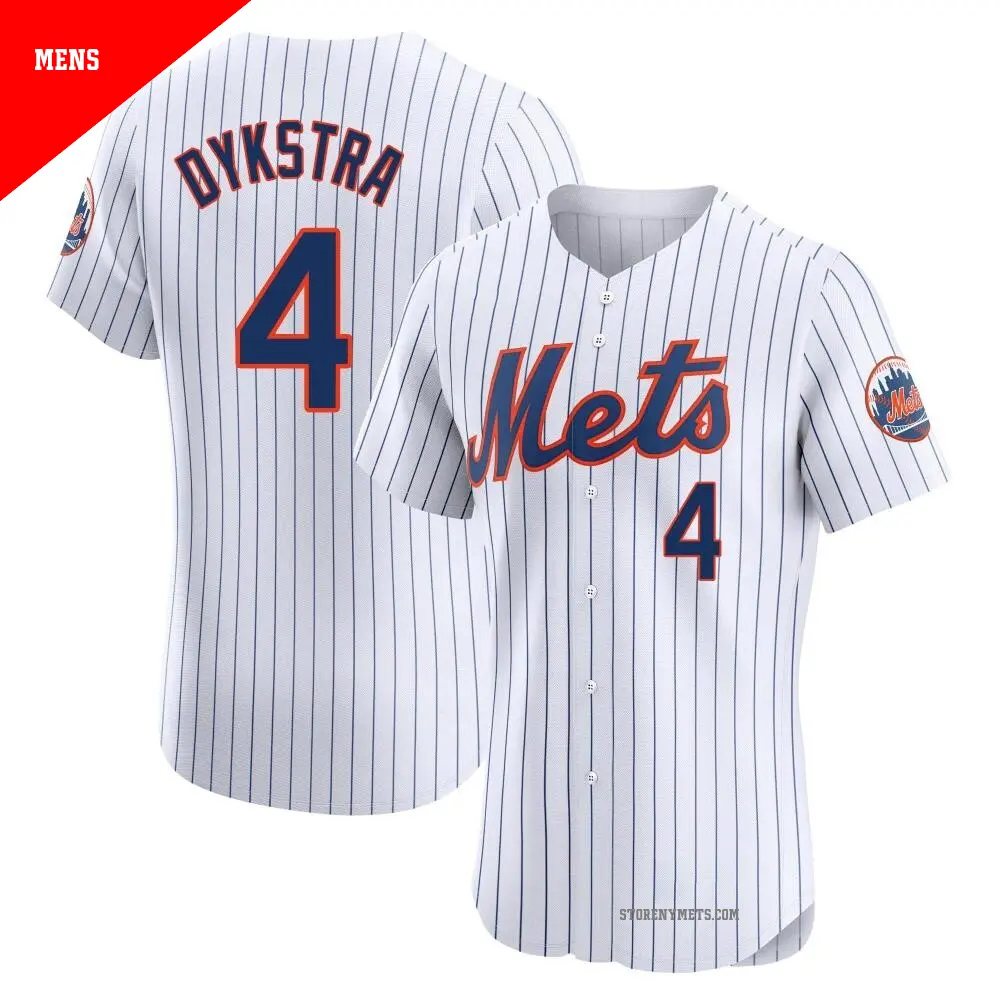 Men's ＃4 Lenny Dykstra New York Mets White Elite Home Jersey