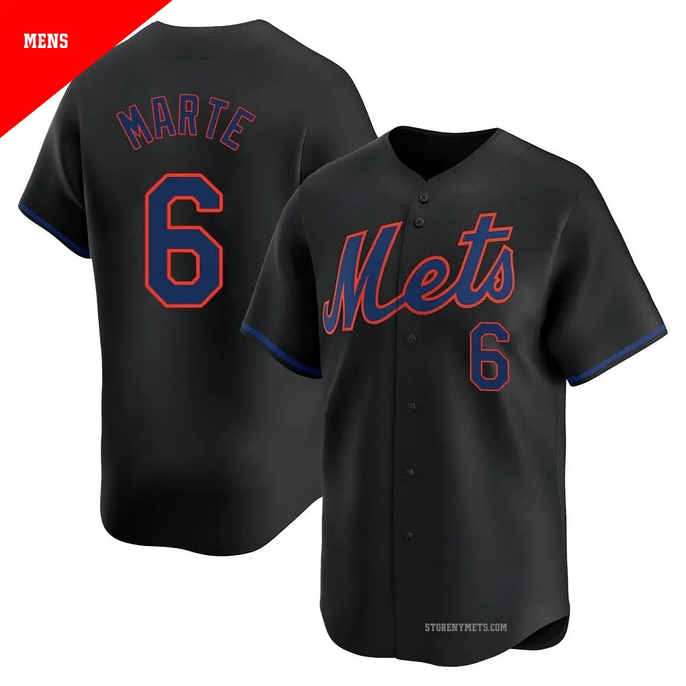 Men's #6 Starling Marte New York Mets Black Limited Men's #6 Starling Marte New York Mets Black Limited