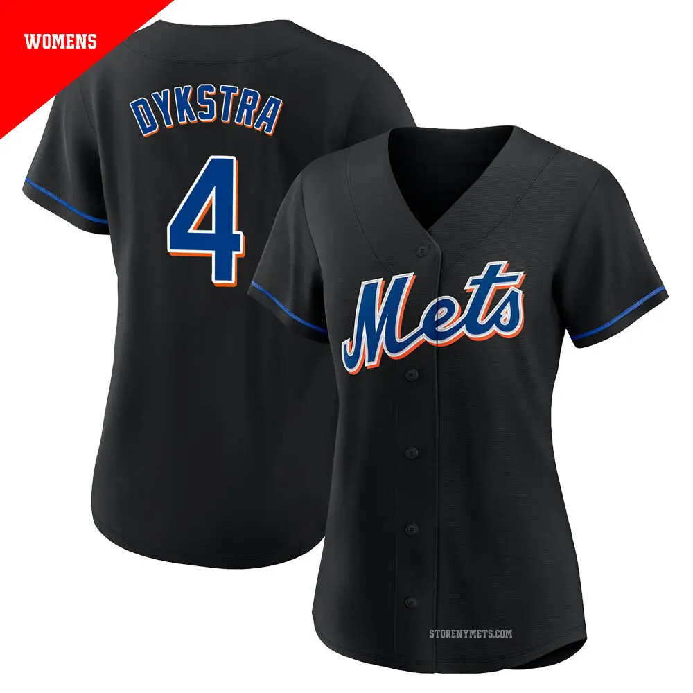 Women's ＃4 Lenny Dykstra New York Mets Black Authentic 2022 Alternate Jersey