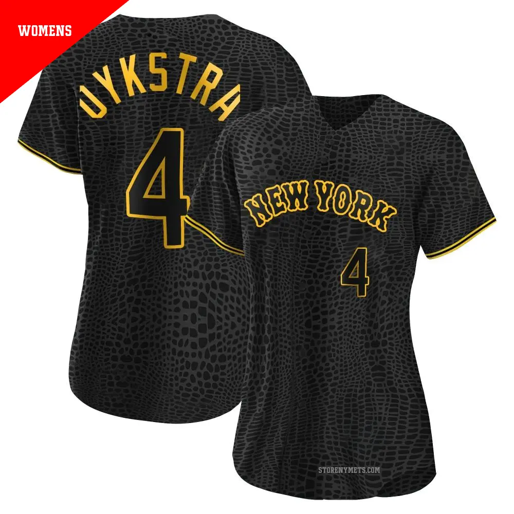 Women's ＃4 Lenny Dykstra New York Mets Black Authentic Snake Skin City Jersey