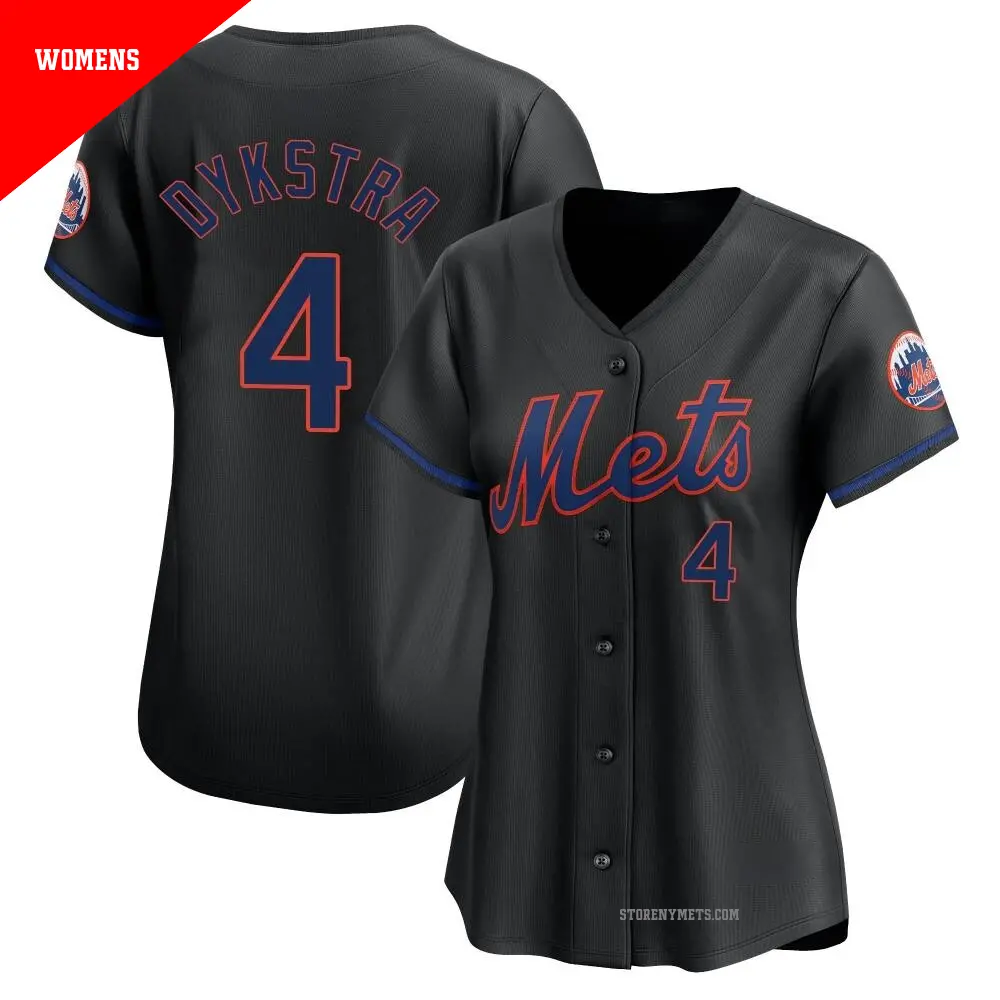 Women's ＃4 Lenny Dykstra New York Mets Black Limited Alternate Jersey