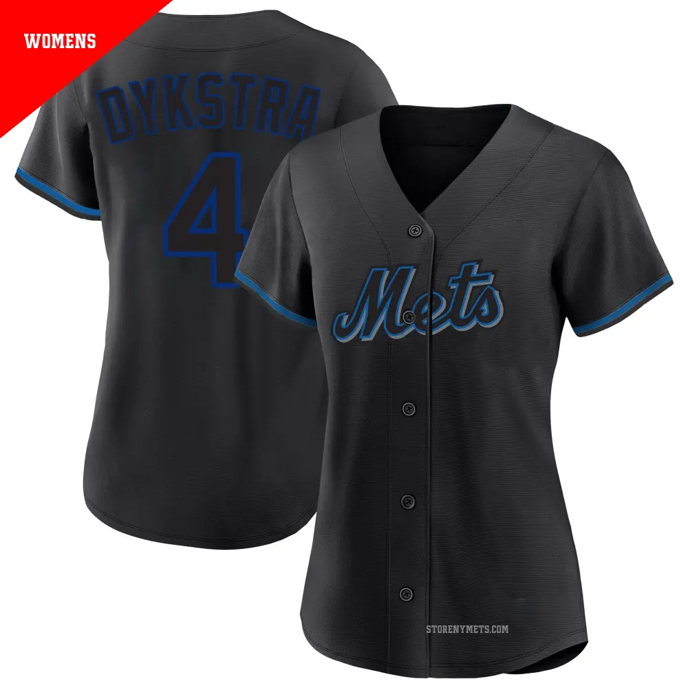 Women's ＃4 Lenny Dykstra New York Mets Black Replica Fashion Jersey