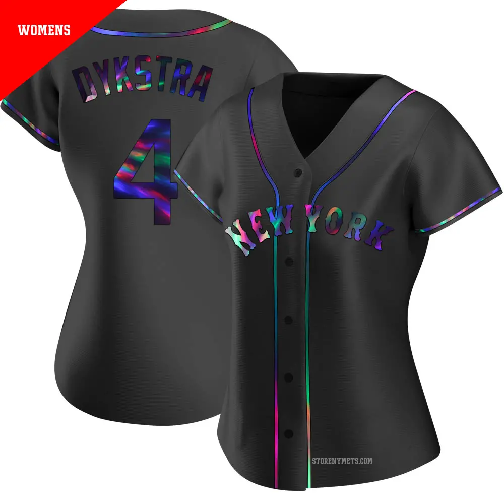 Women's ＃4 Lenny Dykstra New York Mets Black Replica Holographic Alternate Jersey