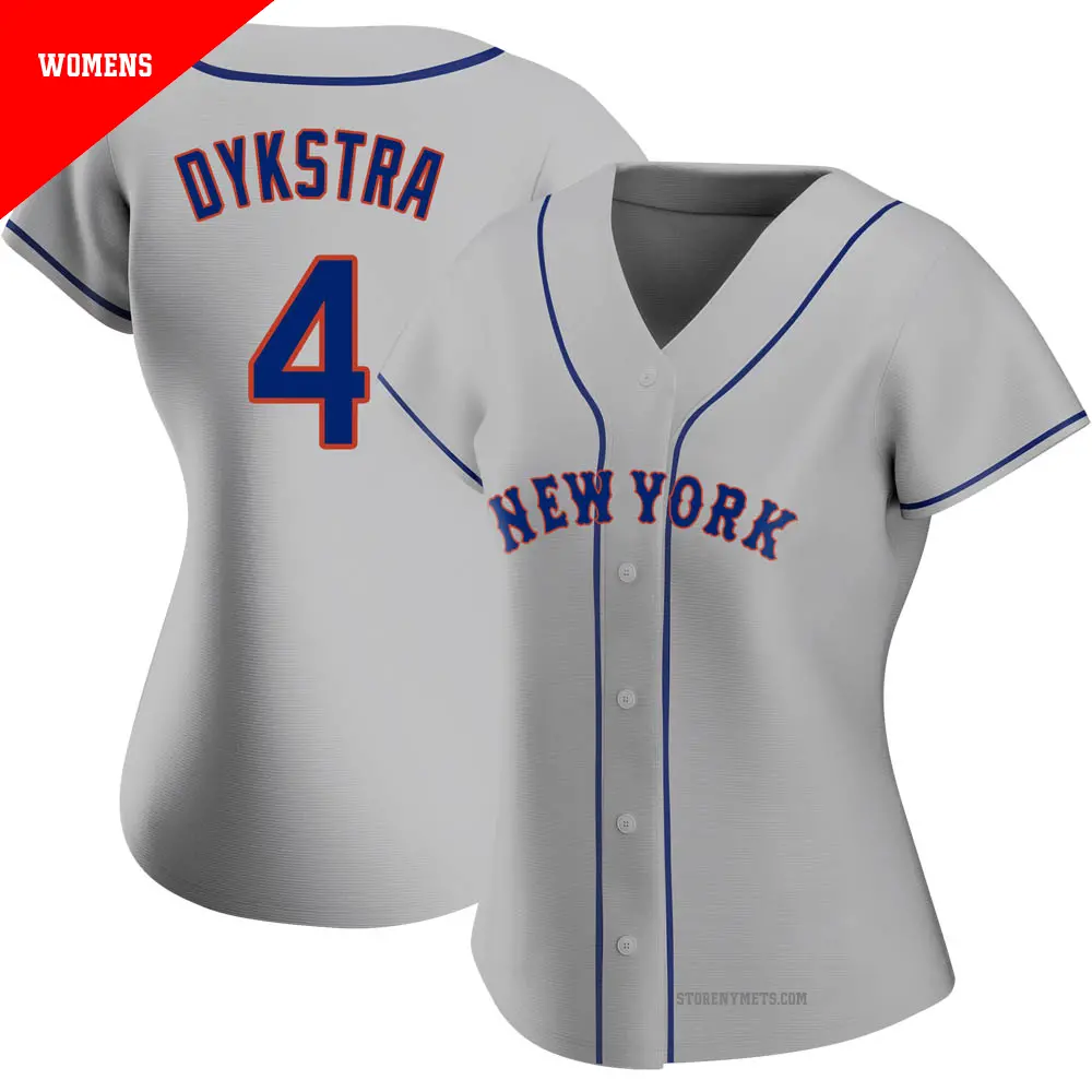 Women's ＃4 Lenny Dykstra New York Mets Gray Authentic Road Jersey