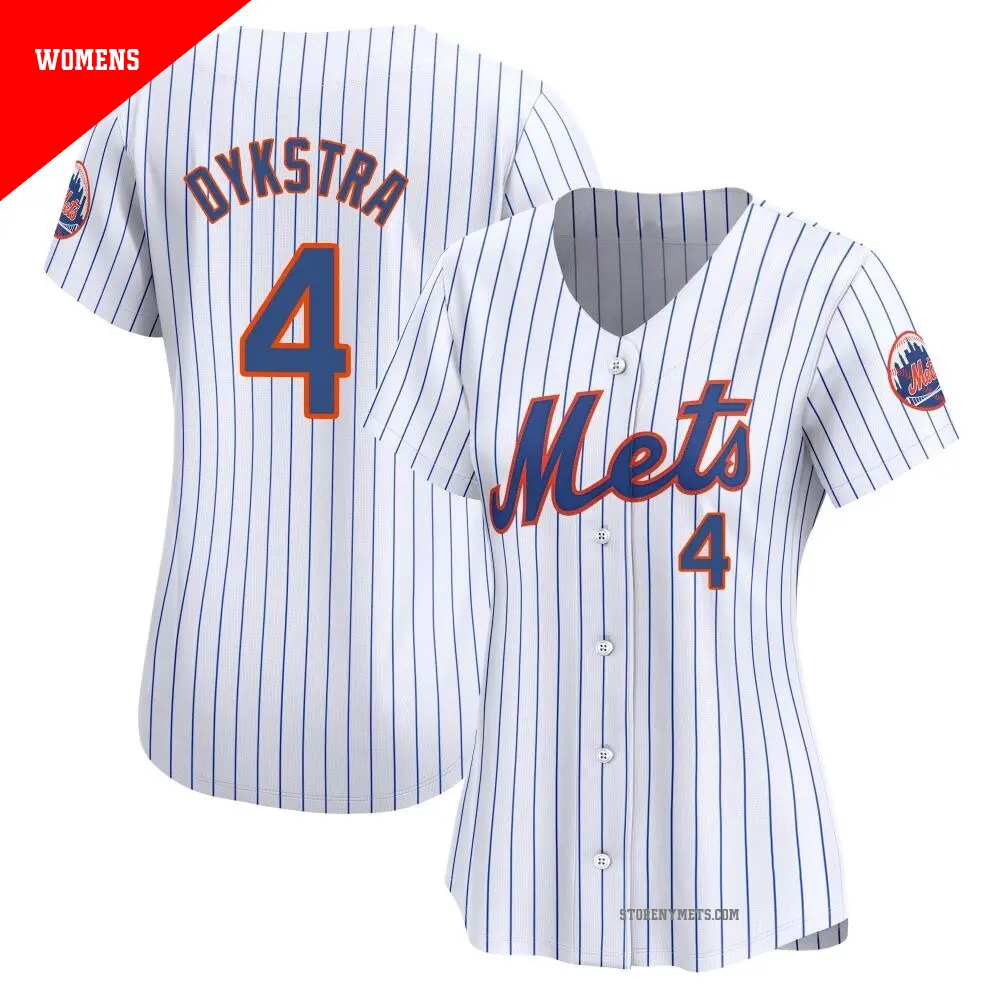 Women's ＃4 Lenny Dykstra New York Mets White Limited Home Jersey
