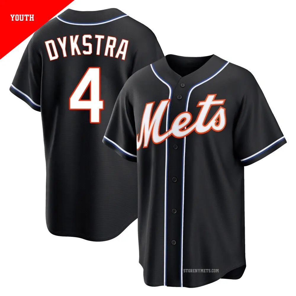 Youth ＃4 Lenny Dykstra New York Mets Black Replica Fashion Out Jersey