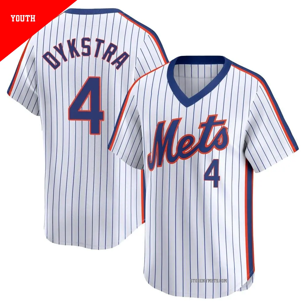 Youth ＃4 Lenny Dykstra New York Mets White Limited Cooperstown Collection Jersey