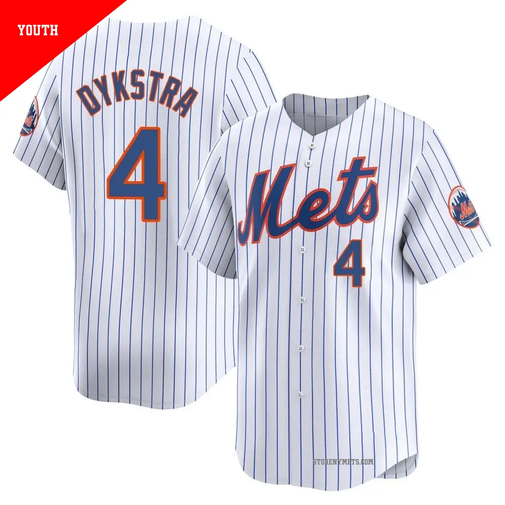 Youth ＃4 Lenny Dykstra New York Mets White Limited Home Jersey
